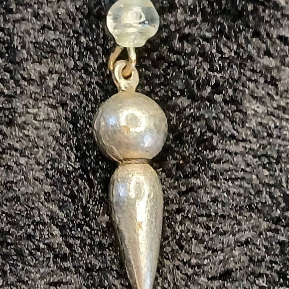 5$ Vintage Handmade Artist Elegant Blue and Silver Dangle Earrings Glass - Picture 2 of 6